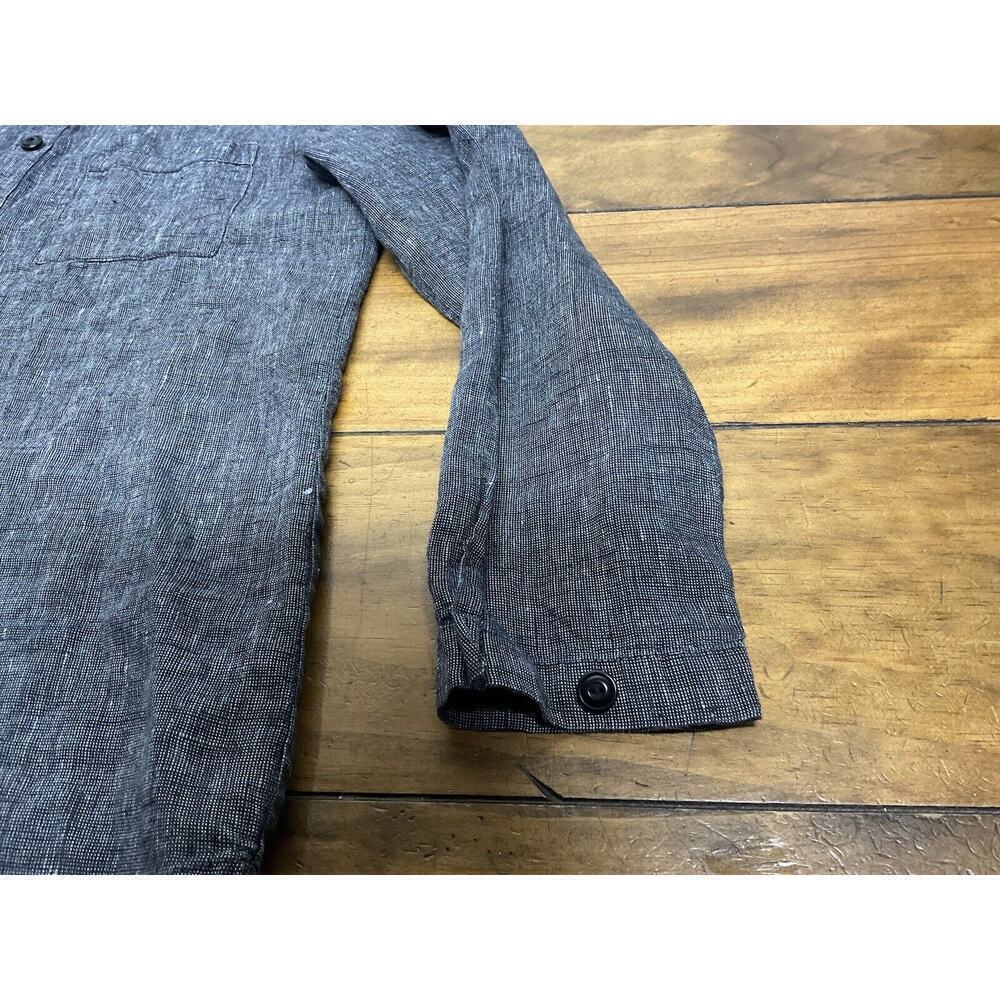 Flax by Jeanne Engelhart Button Shirt Jacket Blue Linen Lagenlook Top Petite - Picture 4 of 8